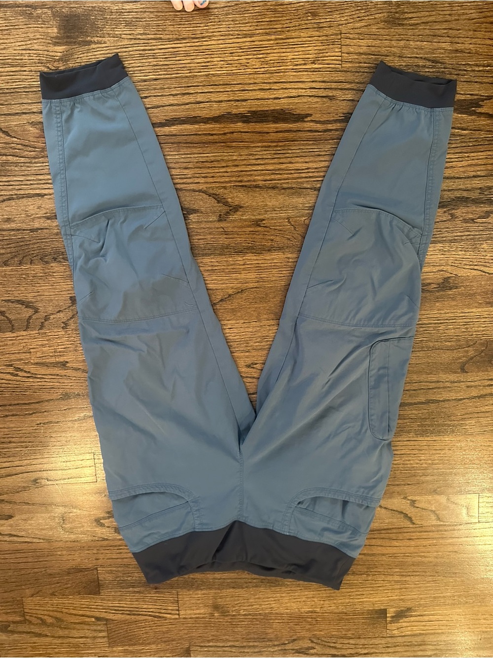 Prana Slate Blue Jogger Sweatpants with Black Waistband
